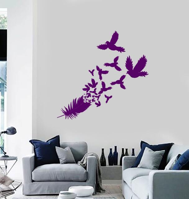 Wall Vinyl Decal Dove Birds & Feathers Symbols Of Peace Purity Modern Home Decor - #1089Di - image 1