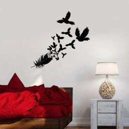 Wall Vinyl Decal Dove Birds & Feathers Symbols Of Peace Purity Modern Home Decor - #1089Di - thumbnail 2