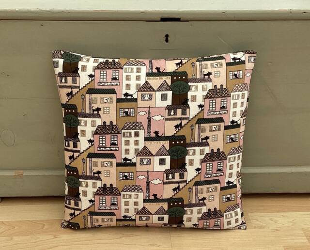 Christmas Gifts Double Sided Eiffel Tower Cat Pillow Cover French Townhouse Linen Cushion Sham - image 1