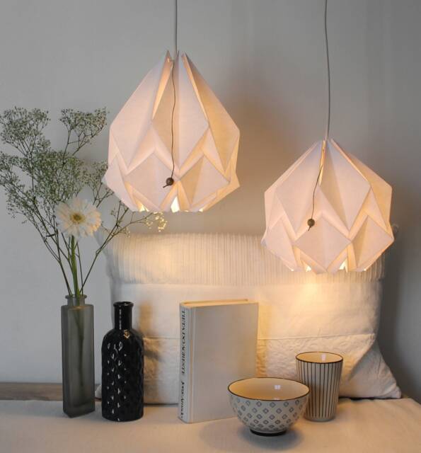 Elegant Origami Lamp Snow White Scandinavian Pendant Light - image 1