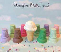 Fake Ice Cream Single Scoop Cookies & Cream, Flat Cake Cone - thumbnail 1
