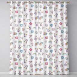 Cute Rainbow Bunny Flower Easter Egg Seamless Pattern Cream Background Readymade Eyelet Ring Top Thermal 100% Blackout Curtains - thumbnail 2
