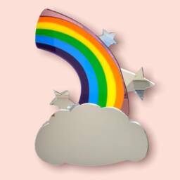 Rainbow Cloud & Stars Wall Hanging Shatterproof Acrylic Mirror - thumbnail 2