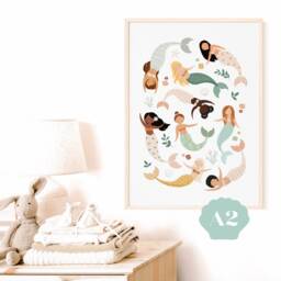 Mermaid Nursery Print Ocean Girls Bedroom Wall Art - Unframed - thumbnail 3