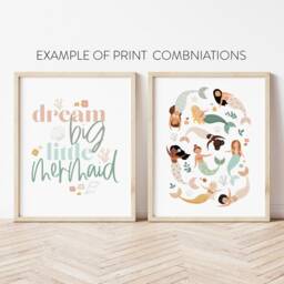 Mermaid Nursery Print Ocean Girls Bedroom Wall Art - Unframed - thumbnail 2