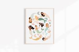 Mermaid Nursery Print Ocean Girls Bedroom Wall Art - Unframed - thumbnail 1