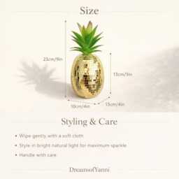 Disco Pineapple Decor - Mirror Mosaic Ornament Silver Gold Or Rose Y2K Glam Home Funky Shelf Accent Gift - thumbnail 3