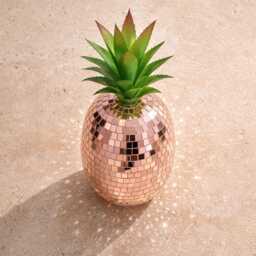 Disco Pineapple Decor - Mirror Mosaic Ornament Silver Gold Or Rose Y2K Glam Home Funky Shelf Accent Gift - thumbnail 4