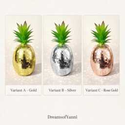 Disco Pineapple Decor - Mirror Mosaic Ornament Silver Gold Or Rose Y2K Glam Home Funky Shelf Accent Gift - thumbnail 2