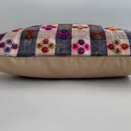 Handmade Cushion Cover, Embroidered Multicolour Turkish Cushion, Pillow, Decorative Kilim 24''x24''/60x60 cm - thumbnail 3