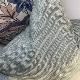 Herringbone Cushion Cover Nettle Green Throw Pillow John Lewis Fabric Farmhouse Decor Double-Sided Handmade in UK - thumbnail 3