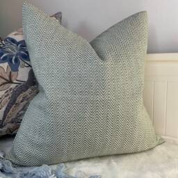 Herringbone Cushion Cover Nettle Green Throw Pillow John Lewis Fabric Farmhouse Decor Double-Sided Handmade in UK