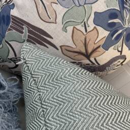 Herringbone Cushion Cover Nettle Green Throw Pillow John Lewis Fabric Farmhouse Decor Double-Sided Handmade in UK - thumbnail 4