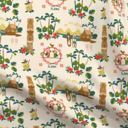 Aloha Sheets - Mid Century Tiki Resort By Morecandy_Shop Modern Hawaiian Cotton Sateen Sheet Set Bedding Spoonflower - thumbnail 4