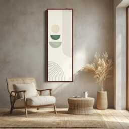 Geometric Shape Art Tall Vertical Wall Art Narrow Canvas Minimal Circle Design For Living Room Entryway Decor - thumbnail 2