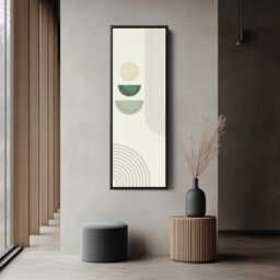 Geometric Shape Art Tall Vertical Wall Art Narrow Canvas Minimal Circle Design For Living Room Entryway Decor - thumbnail 3