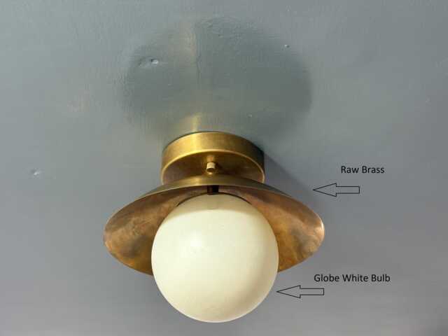Mid Century Sputnik Light Chandelier Raw Brass Flush Mount Globe Ceiling Fixture - image 1