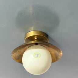 Mid Century Sputnik Light Chandelier Raw Brass Flush Mount Globe Ceiling Fixture - thumbnail 3