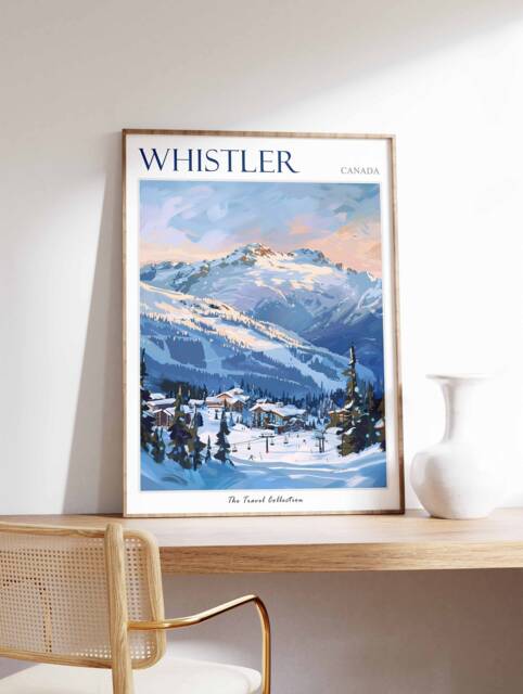 Whistler Ski Poster Canadian Landscape Travel Print - image 1