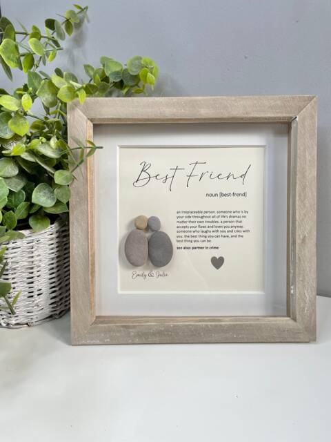 Personalised Best Friend Definition Quote -Pebble Picture - Gift For Best Friend Bff Bestie Partners in Crime Wall Art Print Frame - image 1