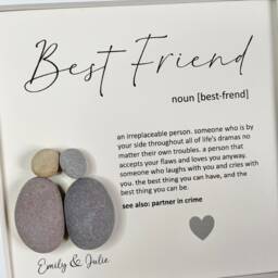 Personalised Best Friend Definition Quote -Pebble Picture - Gift For Best Friend Bff Bestie Partners in Crime Wall Art Print Frame - thumbnail 2