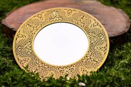 Premium Brass Mirror Islamic Art Hand Forged & Etched Antique, Oriental Geometry Patterns Wall Mirror, Works