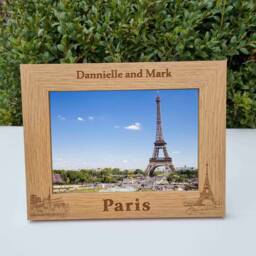 Paris Skyline Personalised Wooden Photo Frame City Break Memories Keepsake Gift Size 6 X 4 Or 7 5 - thumbnail 3