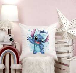 Personalised Stitch Cushion, Custom Name Gift, 40x40 Pillow - thumbnail 1