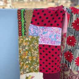 Handmade Cotton Kantha Quilt Reversible Block Print Patchwork Rustic Boho Blanket - thumbnail 3