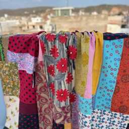 Handmade Cotton Kantha Quilt Reversible Block Print Patchwork Rustic Boho Blanket - thumbnail 2