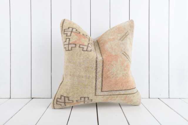 16x16 Vintage Turkish Kilim Pillow Cover, Bohemian Decor - image 1