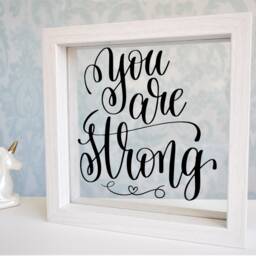 You Are Strong Motivational Quote Frame. Inspirational Strength Sign Plaque. Birthday Christmas Gift Ornament. Personalised Rose Gold White - thumbnail 3