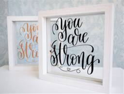 You Are Strong Motivational Quote Frame. Inspirational Strength Sign Plaque. Birthday Christmas Gift Ornament. Personalised Rose Gold White - thumbnail 1