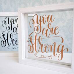 You Are Strong Motivational Quote Frame. Inspirational Strength Sign Plaque. Birthday Christmas Gift Ornament. Personalised Rose Gold White - thumbnail 2