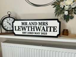 Mr & Mrs - & Surname With Est Date Street Sign 3D Look Personalised Wall Mount Wedding Gift Home Decor Mdf - thumbnail 1