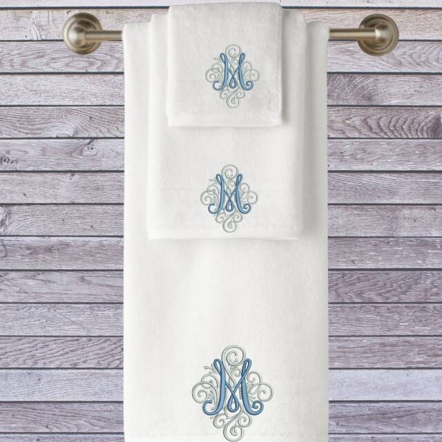 Personalised Monogram Embroidered Towels, All Letters Available, Face Cloth, Bath, Sheet, Soft & Absorbant - image 1