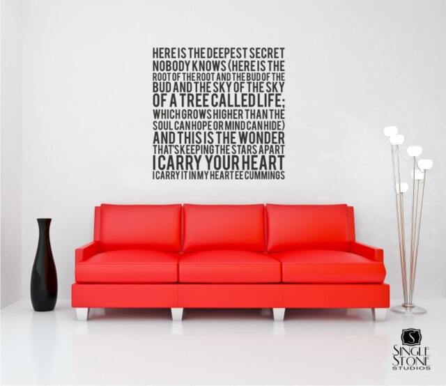 Ee Cummings Quote Wall Decal I Carry Your Heart Vinyl Art - image 1