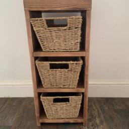 Handmade Rustic Wood Storage Cabinet With Seagrass Baskets - thumbnail 2