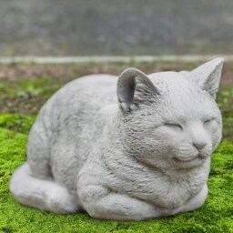 Stone Sleeping Cat Sculpture Concrete Kitten Figurine Outdoor Pet Memorial Decor Cement Kitty Ornament Handmade Animal Statue Lover Gift - thumbnail 3