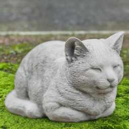 Stone Sleeping Cat Sculpture Concrete Kitten Figurine Outdoor Pet Memorial Decor Cement Kitty Ornament Handmade Animal Statue Lover Gift - thumbnail 1