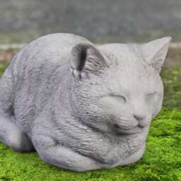 Stone Sleeping Cat Sculpture Concrete Kitten Figurine Outdoor Pet Memorial Decor Cement Kitty Ornament Handmade Animal Statue Lover Gift - thumbnail 4