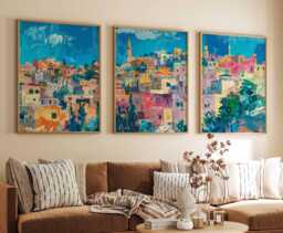 Set Of 3 Amman Travel Poster Set, Jordan Prints, Jordanian Art, Middle Eastern Decor, Islamic Wall Posters - thumbnail 1