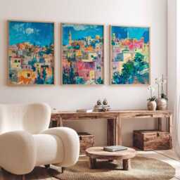 Set Of 3 Amman Travel Poster Set, Jordan Prints, Jordanian Art, Middle Eastern Decor, Islamic Wall Posters - thumbnail 3