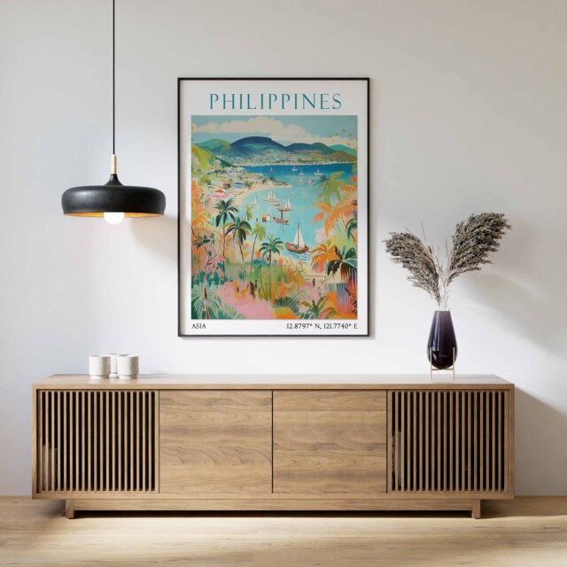 Philippines Travel Print, Poster, Filipino Landscape Southeast Asian Decor, Gift, Vintage Art - image 1