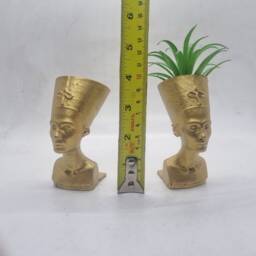 Pair Of Mini Queen Nefertiti Planters, 3D Printed Egyptian Decor, African Queen Plant Pots, Ancient Egypt Gift Idea, Resin African Woman Bust - thumbnail 2