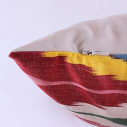 Ikat Silk Velvet Pillow 16x24 - Handmade Boho Cushion Cover Turkish Home Decor Accent - thumbnail 2