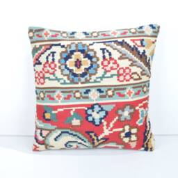 Handmade Kilim Pillow Cover, Wool Throw Pillow, Anatolian Design - 16x16 - thumbnail 2