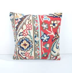 Handmade Kilim Pillow Cover, Wool Throw Pillow, Anatolian Design - 16x16
