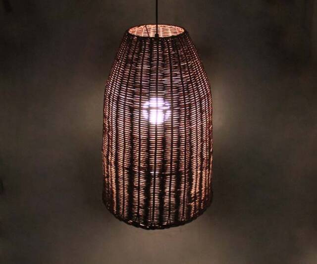 Brown Rattan Pendant Lights-Tall Lampshade-Lighting Fixtures-Holiday Lighting - Table Lighting-Rustic Restaurant Lighting-110-240V - image 1