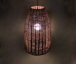 Brown Rattan Pendant Lights-Tall Lampshade-Lighting Fixtures-Holiday Lighting - Table Lighting-Rustic Restaurant Lighting-110-240V - thumbnail 1